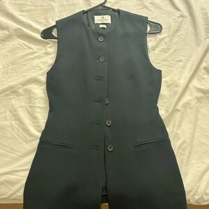 Dark greenSleeveless Button-Up Vest